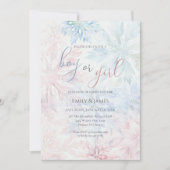 Boy or Girl Winter Pink Blue Snowflake 招待状 (正面)