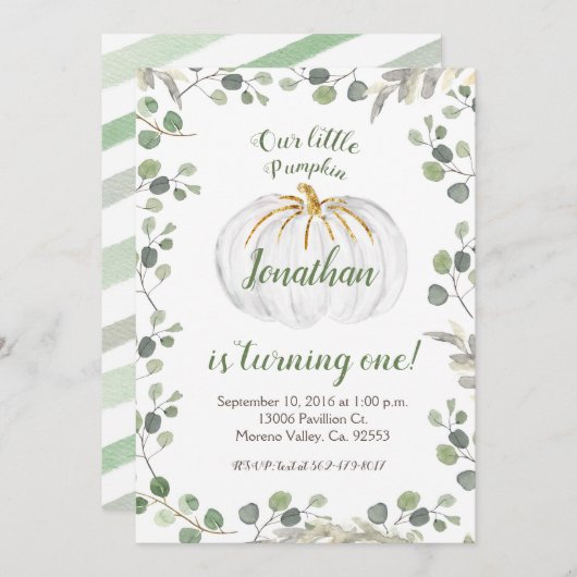 Boy Our Pumpkinは招待状の緑を変えている 招待状 (正面/裏面)