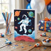 Boy Outer Space Astronaut Birthday  カード