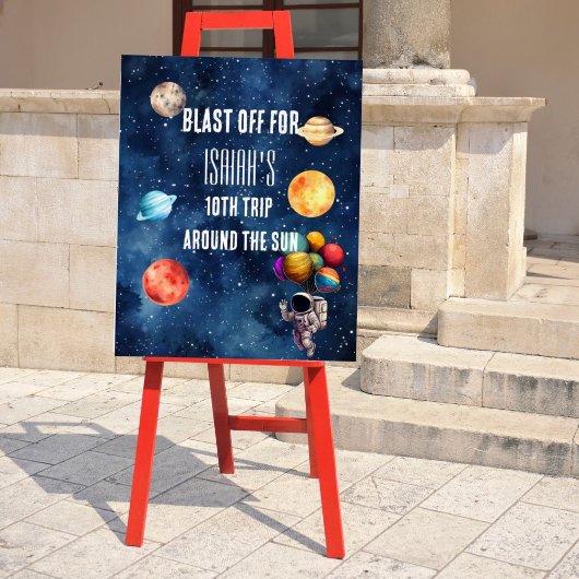 Boy Outer Space Astronaut Birthday Welcome Sign アクリルサイン