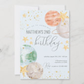 Boy Outer Space Birthday Partyへの招待 招待状 (正面)