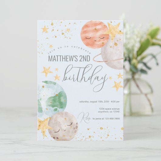 Boy Outer Space Birthday Partyへの招待 招待状 (スタンド正面)