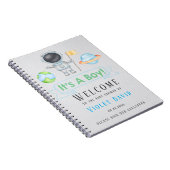 Boy Outer Space Boy Baby Shower Guestbook ノートブック (右側)