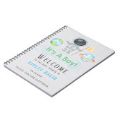 Boy Outer Space Boy Baby Shower Guestbook ノートブック (左側)