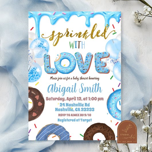 Boy Pastel Donut Sprinkled with Love Invitation 招待状