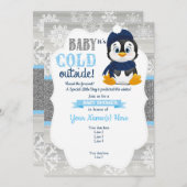 Boy Penguin冬招待状for Boy Baby Shower 招待状 (正面/裏面)