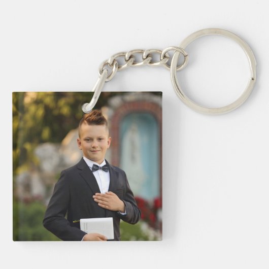 Boy Photo Blue First Communion キーホルダー (裏面)