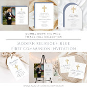 Boy Photo First Communion Dusty Blue Welcome ポスター