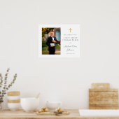 Boy Photo First Communion Green Welcome ポスター (キッチン)