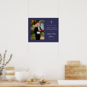 Boy Photo First Communion Navy Blue Welcome ポスター (キッチン)