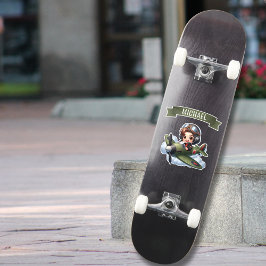 Boy Pilot flying Vintage Airplane in Clouds Custom シール