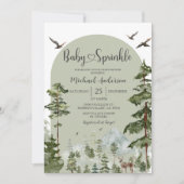 Boy Pine Tree Forest Mountain Baby Sprinkle 招待状 (正面)