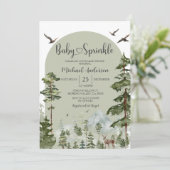 Boy Pine Tree Forest Mountain Baby Sprinkle 招待状 (スタンド正面)