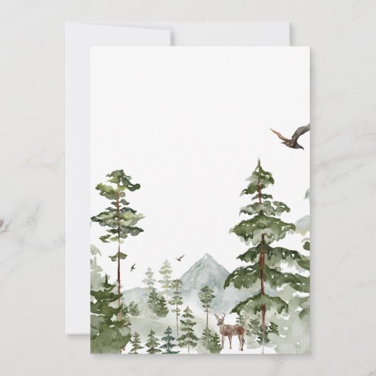 Boy Pine Tree Forest Mountain Baby Sprinkle 招待状 (裏面)