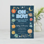 Boy Planets Outer Space Baby Shower Invitation 招待状 (スタンド正面)