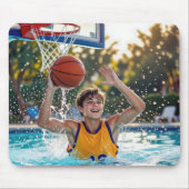 Boy Playing Basketball In a Swimming Pool マウスパッド (正面)