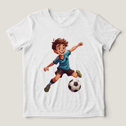 Boy Playing Soccer トライブレンドＴシャツ (デザイン正面)