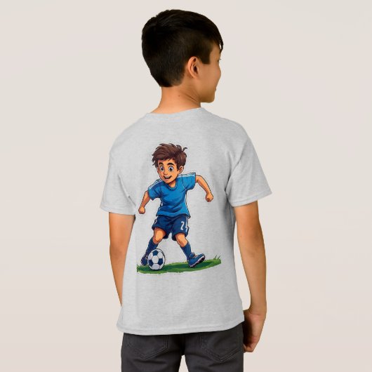 Boy Playing Soccer Tシャツ (裏面フル)