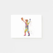 Boy plays baseball in watercolor ポストイット (正面)