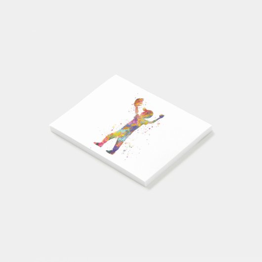 Boy plays baseball in watercolor ポストイット (アングル)