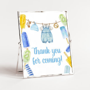 Boy Popsicle Baby Shower Thank 来 for ポスター