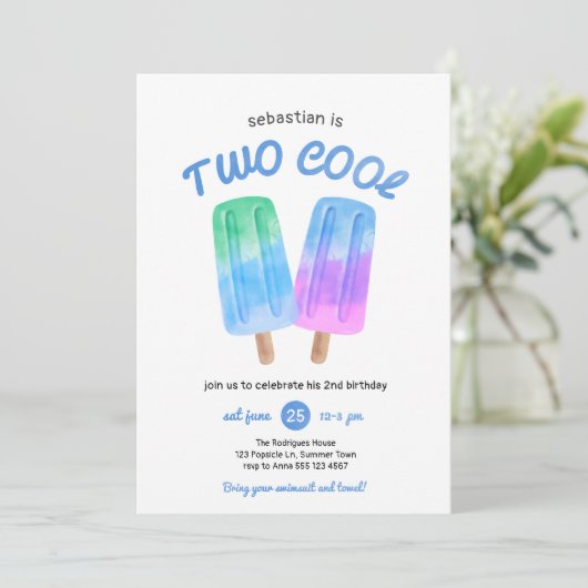 Boy Popsicle Summer 2nd Birthday 招待状 (スタンド正面)