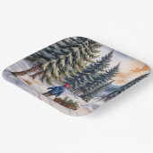 Boy Pulling a Sled With Christmas Evergreen Boughs ペーパープレート (傾斜あり)