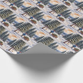 Boy Pulling a Sled With Christmas Evergreen Boughs ラッピングペーパー (角)