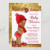 Boy Red金ゴールドクリスマスベビーシャワーアフリカ 招待状 (正面/裏面)