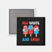 Boy Red White Bruh 4th July-shirt Popsicle Usa Fla マグネット (正面/裏面)