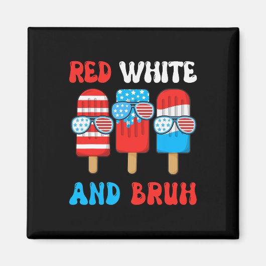 Boy Red White Bruh 4th July-shirt Popsicle Usa Fla マグネット (正面)