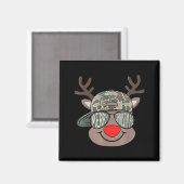 Boy Reindeer Hat Camo Hat Merry Christmas Xmas Boy マグネット (正面/裏面)