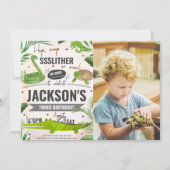 Boy Reptile Birthday Party写真 招待状 (正面)