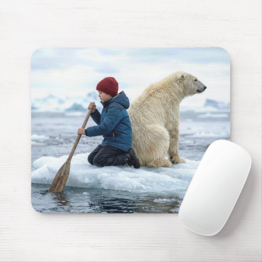 Boy Rescuing a Polar Bear マウスパッド (マウス)