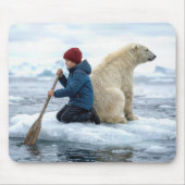 Boy Rescuing a Polar Bear マウスパッド (正面)