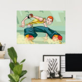 Boy Rollerスケートで滑る(iPodポスター付) ポスター (ホームオフィス)