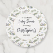 Boy’s Elephant Watercolor Baby Shower –Blue Safari フェイバータグ (裏面)