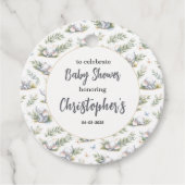 Boy’s Elephant Watercolor Baby Shower –Blue Safari フェイバータグ (正面)