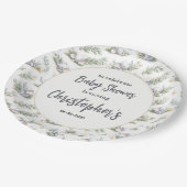 Boy’s Elephant Watercolor Baby Shower –Blue Safari ペーパープレート (アングル)