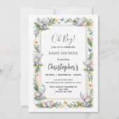 Boy’s Elephant Watercolor Baby Shower –Blue Safari 招待状 (正面)