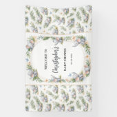 Boy’s Elephant Watercolor Baby Shower –Blue Safari 横断幕 (縦)