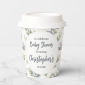 Boy’s Elephant Watercolor Baby Shower –Blue Safari 紙コップ (正面)