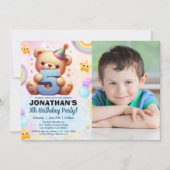 Boy’s Photo Teddy Bear Birthday 5 招待状 (正面)