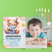 Boy’s Photo Teddy Bear Birthday 5 招待状