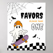 Boy’s Spooky Halloween Birthday Favors Sign ポスター (正面)
