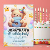 Boy’s Teddy Bear Birthday 5th Party  招待状