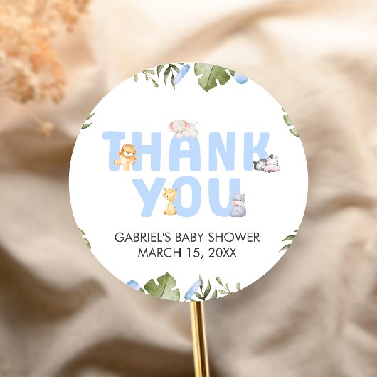 Boy Safari Animal Baby Shower  ラウンドシール