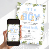 Boy Safari Animal Baby Shower  招待状