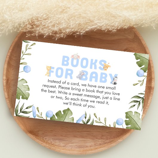 Boy Safari Animal Baby Shower Books for Baby エンクロージャーカード