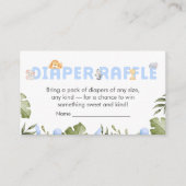 Boy Safari Animal Baby Shower Diaper Raffle エンクロージャーカード (正面)